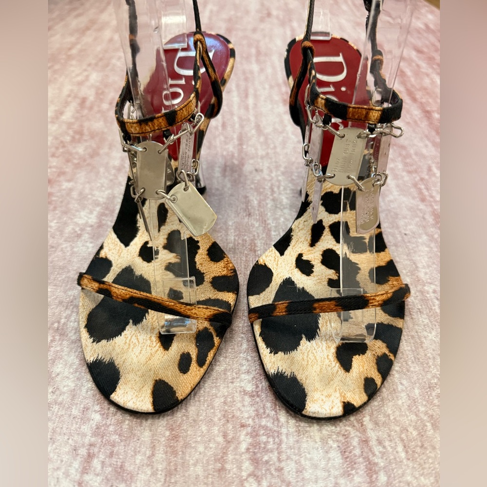 RARE - Dior Animal Print, Dog Tag Charms Heels - Picture 9 of 11